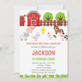 Invitations d'anniversaire de la ferme rouge (Devant)