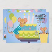 Invitations d'anniversaire de la fête de la souris (Devant / Derrière)