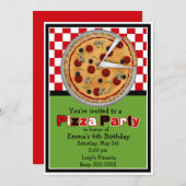 Invitations d'anniversaire de la fête de Pizza (Devant / Derrière)