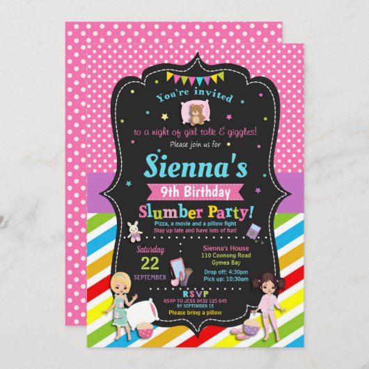 Invitations d'anniversaire de la fête du bois (Devant / Derrière)