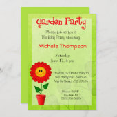 Invitations d'anniversaire de la fête du jardin (Devant / Derrière)