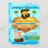 Invitations d'anniversaire de la fête du pirate (Devant / Derrière)