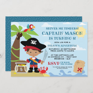 Invitations d'anniversaire de la fête du pirate