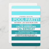 Invitations d'anniversaire de la fête du pool (Devant / Derrière)