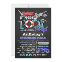 Invitations d'anniversaire de la fête du requin de