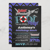 Invitations d'anniversaire de la fête du requin de (Devant / Derrière)