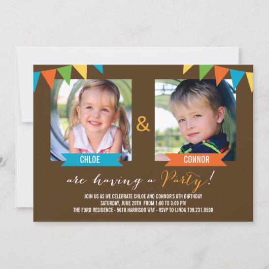 Invitations d'anniversaire de la fête Ensemble - B (Devant)