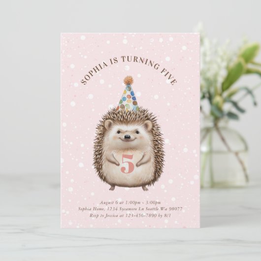 Invitations d'anniversaire de la fille Hérisson (Debout devant)