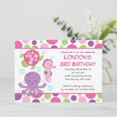 Invitations d'anniversaire de la fille rose de la (Debout devant)