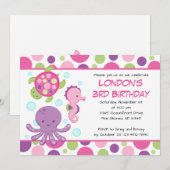 Invitations d'anniversaire de la fille rose de la (Devant / Derrière)