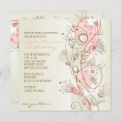 Invitations d'anniversaire de la florale rose Vint (Devant / Derrière)