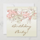 Invitations d'anniversaire de la florale rose Vint (Dos)