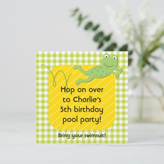 Invitations d'anniversaire de la grenouille Custom (Debout devant)