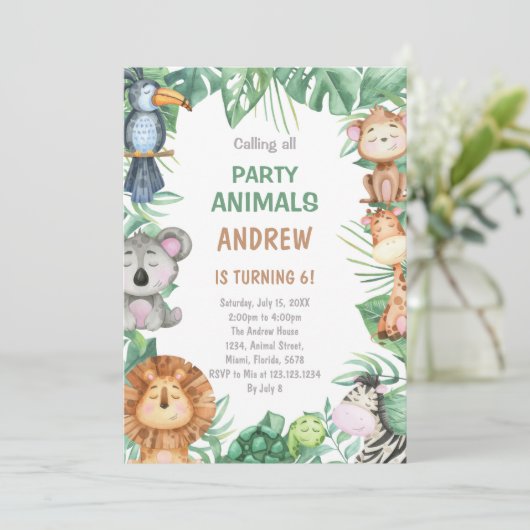 Invitations d'anniversaire de la jungle (Debout devant)