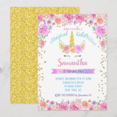 Invitations d'anniversaire de la licorne (Devant / Derrière)