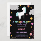 Invitations d'anniversaire de la licorne (Devant / Derrière)