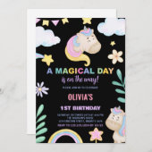 Invitations d'anniversaire de la licorne (Devant / Derrière)