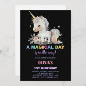 Invitations d'anniversaire de la licorne blanche (Devant / Derrière)
