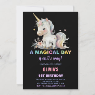 Invitations d'anniversaire de la licorne blanche