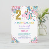Invitations d'anniversaire de la licorne du 2e ann (Debout devant)
