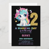 Invitations d'anniversaire de la licorne du 2e ann (Devant / Derrière)