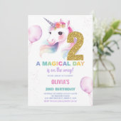 Invitations d'anniversaire de la licorne du 2e ann (Debout devant)