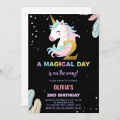 Invitations d'anniversaire de la licorne du 2e ann (Devant / Derrière)