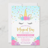 Invitations d'anniversaire de la licorne magique (Devant)