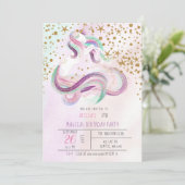 Invitations d'Anniversaire de la licorne magique (Debout devant)