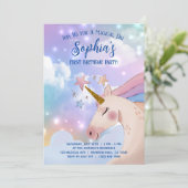 invitations d'anniversaire de la licorne rose et v (Debout devant)