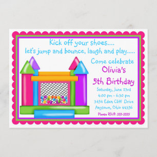 Invitations d'anniversaire de la maison Bounce - C