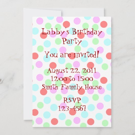 Invitations d'anniversaire de la marionnette du Bl (Dos)