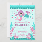 Invitations d'anniversaire de la mignonne sirène (Devant)