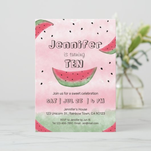 Invitations d'anniversaire de la pastèque (Debout devant)