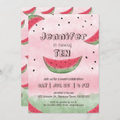 Invitations d'anniversaire de la pastèque (Devant / Derrière)