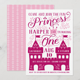 Invitations d'anniversaire de la Princesse Party