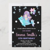 Invitations d'anniversaire de la sirène noire avec (Devant)