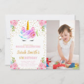 Invitations d'anniversaire de la Unicorne avec pho (Devant)