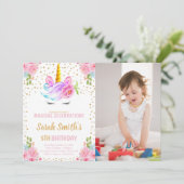 Invitations d'anniversaire de la Unicorne avec pho (Debout devant)