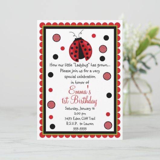 Invitations d'anniversaire de Ladybug (Debout devant)