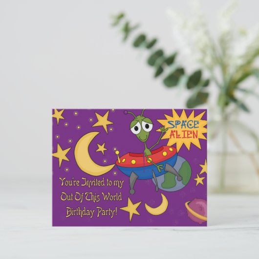 Invitations d'anniversaire de l'Alien spatial (Debout devant)
