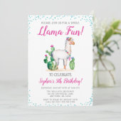 Invitations d'anniversaire de lama d'aquarelle (Debout devant)