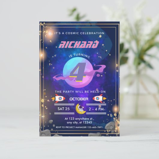 Invitations d'anniversaire de l'astronaute (Debout devant)
