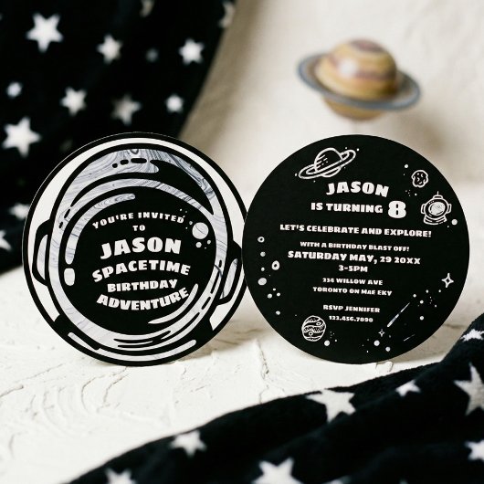 Invitations d'anniversaire de l'astronaute Black W