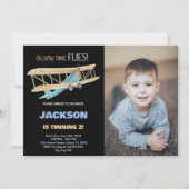 Invitations d'anniversaire de l'avion Black Blue w (Devant)