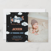 Invitations d'anniversaire de l'avion Black Brown  (Devant)