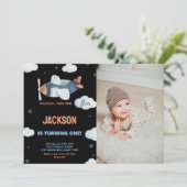 Invitations d'anniversaire de l'avion Black Brown  (Debout devant)