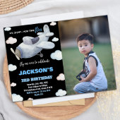 Invitations d'anniversaire de l'avion Black Grey a