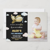 Invitations d'anniversaire de l'avion Black Yellow (Devant)