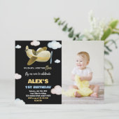 Invitations d'anniversaire de l'avion Black Yellow (Debout devant)
